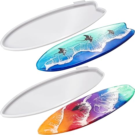 LET'S RESIN Surfboard Resin Tray Molds 15'' x 4'', 2Pcs Surf Board Silicone Molds for Resin,Large Resin Epoxy Molds Silicone for DIY Resin Ocean Waves Art, Wall Decor,Serving Board,Serving Tray