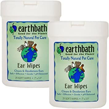Earthbath Ear Wipes, 25 Wipes (2 Pack)