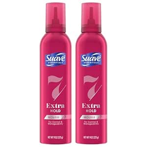 Suave Extra Hold Mousse for Curly Hair, Wavy, All Hair Types, Moisturizing & Nourishing, Foam, Scented 9 oz (Pack of 2)