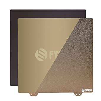 FYSETC Ender 3 Spring Steel Build Plate JanusBPS Double Side(Gold Powder Coated   Smooth PEI) Flexible Heated Bed Cover Magnetic Base 235x235mm Compatible with Ender 3/Pro/V2,Ender 5/Pro 3D Printers