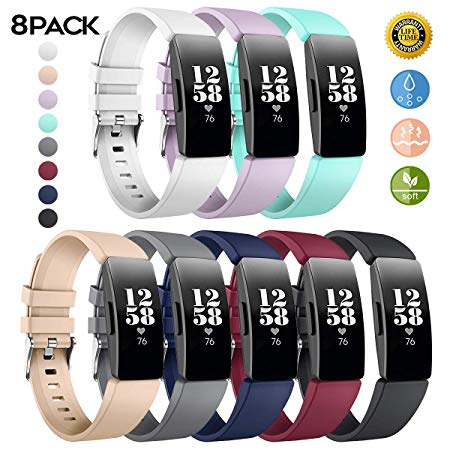 JOMOQ Replacement BandsCompatible for Inspire/Inspire HR Adjustable Soft Silicone Sports Wrist Strap Loop Bracelet Accessories Small Large Fitness Tracker Smart Watch Women Men.