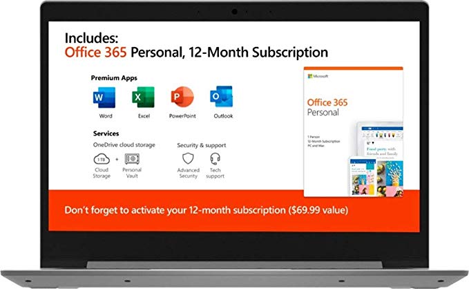 2020 Lenovo IdeaPad 14" Laptop Computer, AMD A6-9220e 1.6GHz, 4GB Memory, 64GB eMMC Flash Memory, AMD Radeon R4, AC WiFi, Microsoft Office 365, 2 Year Warranty, Gray, Windows 10 Home