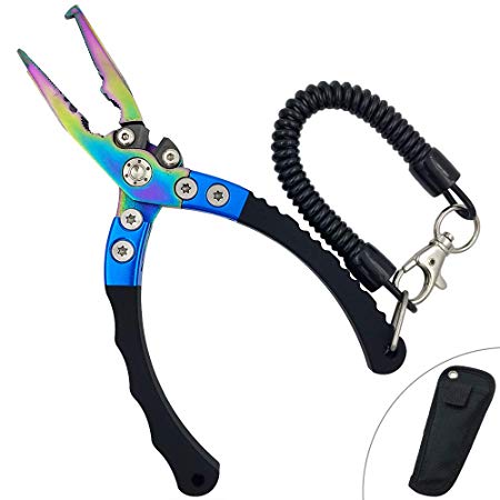 Saltwater Fishing Pliers, 6.7 Inches Stainless Steel Plies with Sheath and Lanyard
