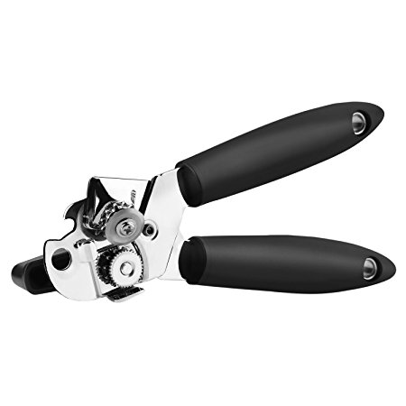 Premium Manual Can Opener, Good Grips Smooth Edge with Built in Bottle Opener,Professional Portable Stainless Steel Sharp Blade and Gear, Ergonomic Non-slip Handles, Easy to Turn Knob.