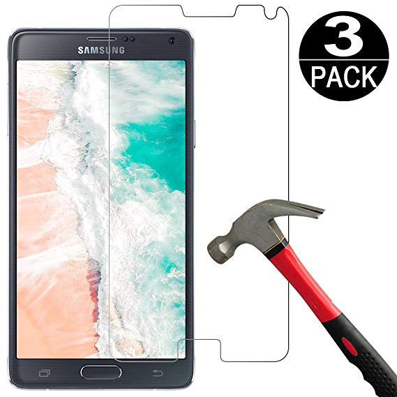 [3 Pack] Samsung Galaxy Note 4 Screen Protector Tempered Glass,Coolpow[9H Hardness][Ultra Clear][Anti Scratch][Bubble Free] HD Clear Tempered Glass Screen Protector Film for samsung galaxy note 4