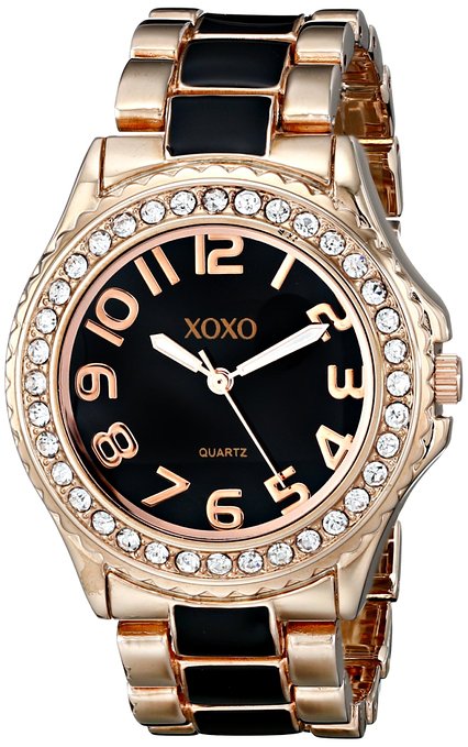 XOXO Women's XO5473 Rose Gold with Black Epoxy Analog Bracelet Watch