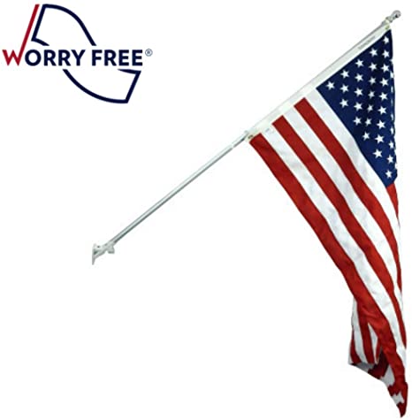 3x5' Worry Free US Flag Super Set- Includes Pole, Bracket and American Flag to Display The US Flag!