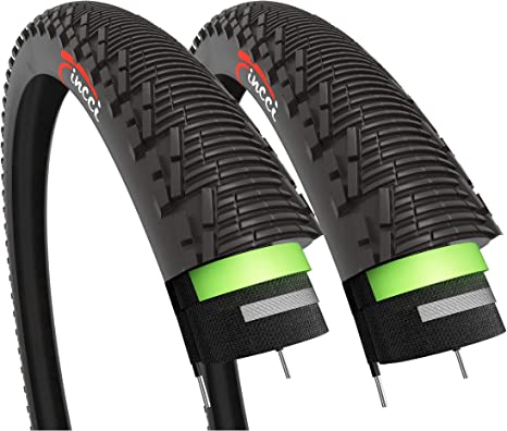 Fincci Pair Bike Tyres 26x1.95 Inch 53-559 MTB Hybrid Tyre with 3mm Anti puncture Proof Protection 60 TPI for Cycle Road Mountain Hybrid Bike Bicycle with 26 x 1.95 Tyre (Pack of 2)