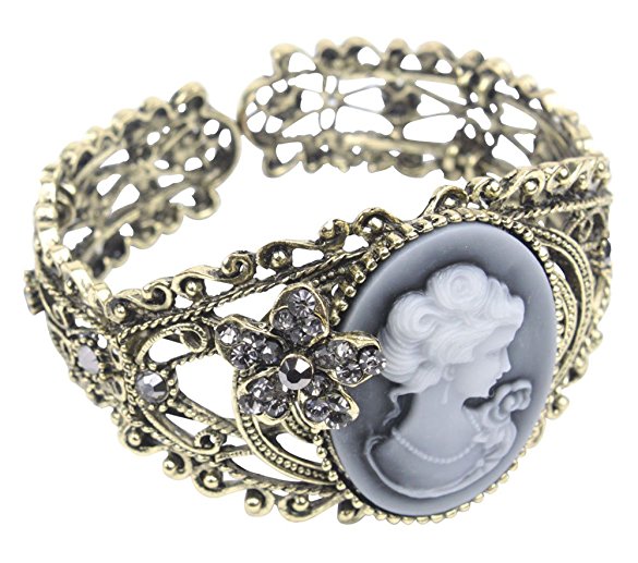 Kobwa(TM) Carving Queen Statue Bangle Maiden Cuff Cameo Bracelet with Kobwa's Keyring