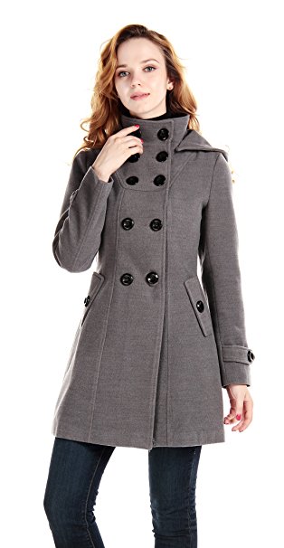 Womens Winter Wool Coat Long Woolen Double-breasted Trench Coat Belted