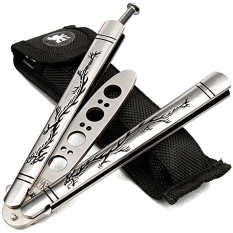 H&S® High Quality Dragon Blunt Dull Balisong Butterfly Trainer Knife Pocket Practice Training Knifes Blade Tool - NOT REAL - NO SHARP