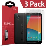iCarez LG Google Nexus 5 HD Anti-Glare Premium Screen Protector  Unique Hinge Install Method With Kits  3-Pack with Lifetime Replacement Warranty