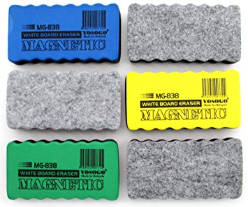 Magnetic Dry Erase Whiteboard / Chalk Board Duster / Eraser - Pack of 6 by YOSOGO