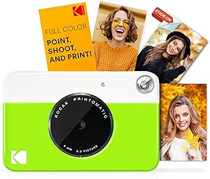 KODAK Printomatic Full-Color Instant Print Digital Camera - Colorful Photos On Zink 2x3 Sticky-Back Photo Paper - 5MP, Portable, Creative Fun Birthday, Christmas, Holiday - Green