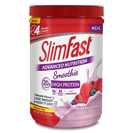 SlimFast Advanced Nutrition Mixed Berry Yogurt Smoothie with 20 Grams of Protein per Serving, 11.01 Ounce Powder