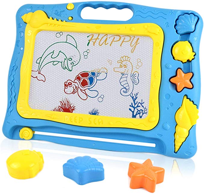 Akamino Magnetic Drawing Board, Drawing Sketch Pad for Kids Ocean Theme Big Size Painting Writing Doodle Board for Toddlers Baby Creative Educational Toys Gift