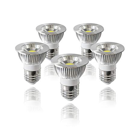 ANC PAR16 LED Bulbs Dimmable Flood Bulb with 90° Beam Spread,450 lumens 6500K Cool White 5W COB Bulb,CRI 80 ,AC 120V, E27 Medium Base,5 Pack