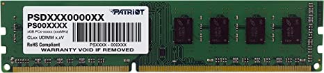 Patriot Signature 4 GB DDR3 PC3-12800, 1600MHz, CL11 DIMM Memory Module PSD34G160081