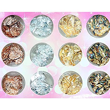 IDS 12 Boxes Gold Silver Copper Rainbow Foil Paillette Chip Nail Art Design Decoration