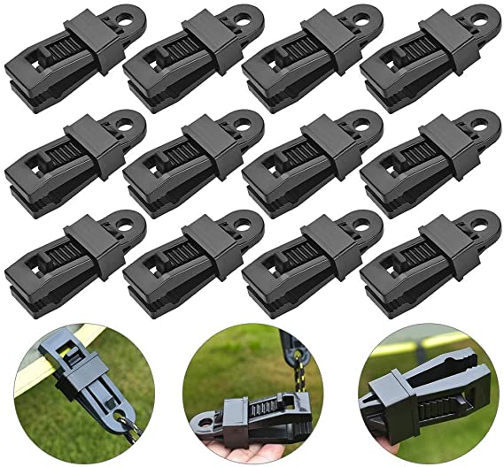 Natbabe 12pcs Heavy Duty Tarp Clips,Multi-Purpose Awning Clamps Set,Tent Snap Hanger,Camping Clamp Clips for Holding Up Tarp, Canopy, Sun Shade, Car Cover, Boat Cover and Pool Cover