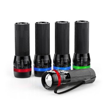 Kootek 5 Pack Zoomable 150 Lumens Mini LED Flashlight with Colored Lucid Ring Micro Bright Waterproof Flashlights for Kids Child Portable Cool Miniature Torch for Camping Bike Emergency