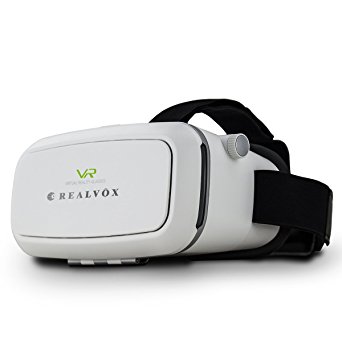 REALVOX 360 Viewing Immersive Virtual Reality 3D VR Glasses Google Cardboard 3D Video Games Glasses VR Headset Work with Android & Apple Smartphone for 3D Movie and Games, White