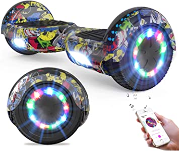 GeekMe Segway Hoverboard for kids 6.5 Inch Electric Scooter Board with Bluetooth - Speaker - Beautiful LED Lights Gift for kids and teenager and adults