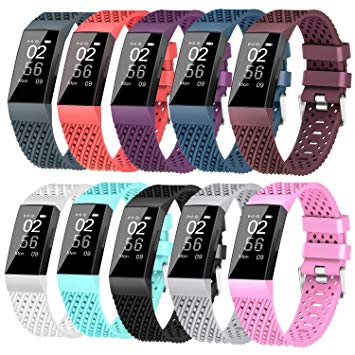 X4-Tech Compatible with Fitbit Charge 3 Bands Small Large for Women Men, Choose Color Soft Silicone Sports Replacement Accessory Band for Smartwatch Charge 3 Fitness Activity Tracker