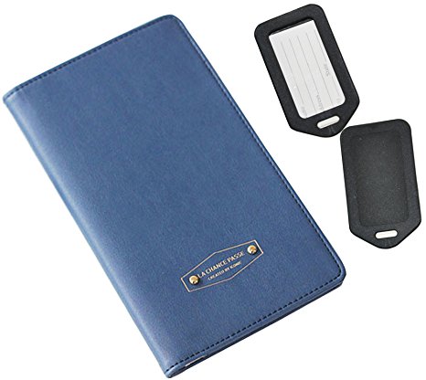 RFID Blocking Passport Case Blue Multi-function Organizer by One Planet, Credit & Debit Card Cover For Secure Travel, No Skimming Compact Wallet, With Bonus 2 Luggage Tags, Buy Now!