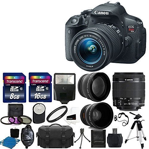 Canon EOS Rebel T5i 180 MP CMOS Digital Camera Digital SLR Camera Bundle with Lens Carrying Bag and Accessory Kit 20 Items