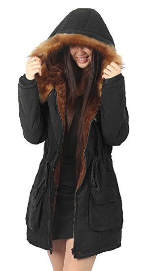 iLoveSIA Womens Hooded Warm Winter Coats Faux Fur Lined Parkas