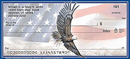 The Bradford Exchange Personal Checks | Top Tear Printed Personal Checks with Patriotic Designs of The American Flag | God Bless America | 1 Box Checks Personal Singles / 120 Checks (4 Scenes)