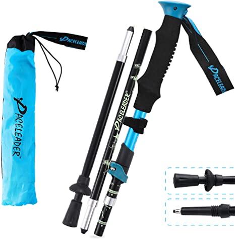 pys Tri-Fold Trekking Poles, Best Lightweight Collapsible Aluminum Hiking Pole, Adjustable Walking Sticks with Shock Absorbent, for Backpacking, 1Pcs