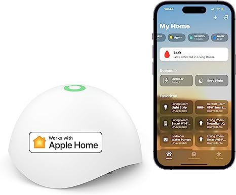 Meross WiFi Water Leak Sensor, Smart Water Alarm Kit, Mini Water Detector for Kitchen, Bathroom and Basement, Compatible with Apple HomeKit, Alexa, Google Assistant (HUB Required)