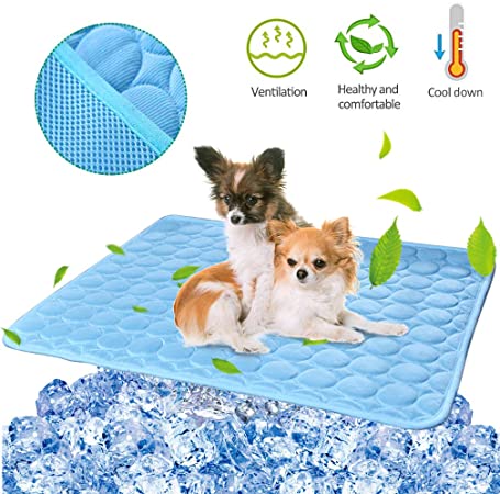 BESAZW Cooling Mat Pad for Dogs Cats Ice Silk Mat Cooling Blanket Cushion for Kennel/Sofa/Bed/Floor/Car Seats Cooling