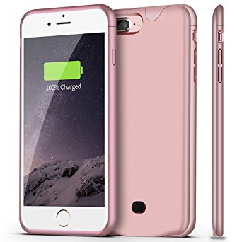 iPhone 8 Plus / 7 Plus Battery Case With Audio, Sgrice 4200mAH External Protective Battery Case for iPhone 7 Plus Battery charger Case [Ultra Slim] ( Support Lightning Headphones)[Rose Gold]