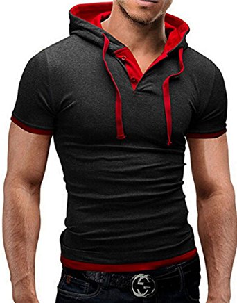 Men's Hooded Short Sleeve Polo Shirt