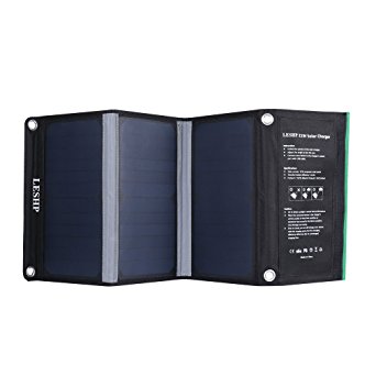 Solar Charger, LESHP 21W 2-Port Solar Phone Charger with Dual USB Port and Auto Detect Tech for Galaxy S7/S7 Edge, iPad Pro, iPhone 7/7 Plus/6S/6/6 Plus, Nexus 5X/6P and More