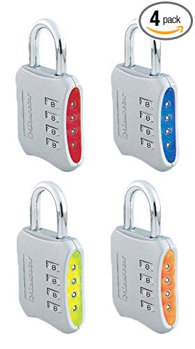 Master Lock 653D Set-Your-Own-Combination 2-Inch Padlock, 4 Color May Vary, 4-Pack