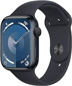 Apple Watch Series 9 [GPS 45mm] Smartwatch with Midnight Aluminum Case with Midnight Sport Band S/M. Fitness Tracker, Blood Oxygen & ECG Apps, Always-On Retina Display (Renewed)