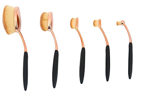 niceEshop(TM) 5 Pcs New Fashionable Soft Oval Toothbrush Makeup Brush Foundation Brushes Makeup Cosmetics Tool Sets