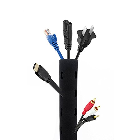 Cable Management Sleeve 20 inch Adjustable Cord Wrap System with Zipper for TV / Computer / Home / Office, 4 Pack