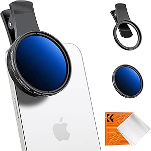 52mm Clip-on ND2-400 Phone Camera Lens Filter, K&F Concept ND Filter Compatible with iPhone 15 14 13 12 11 Smart Phones