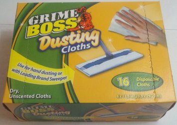 Grime Boss Dusting Cloths 16 Pack, Dry, Unscented Cloths (for use with swiffer/generic or by hand)