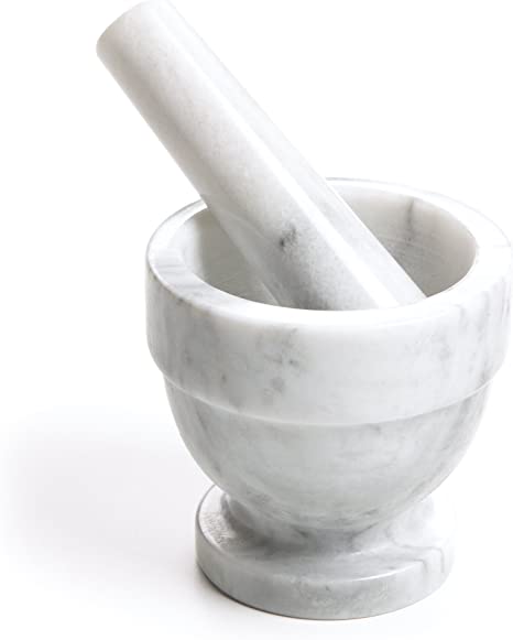 Fox Run 3836 Mortar and Pestle, Marble, 4-Inch, White