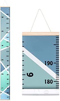 Growth Charts for Kids Removable Blue Canvas Wall Hanging Growth Height Chart for Home Decoration
