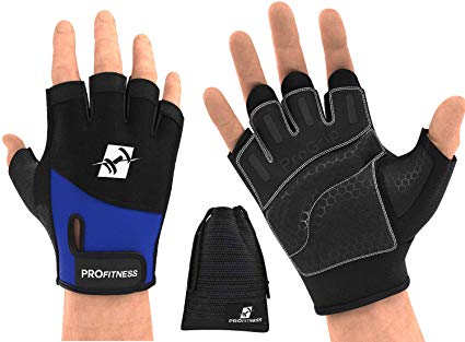 ProFitness Weight Lifting Workout Gloves - W/Non-Slip Silicone Grip Padding to Avoid Calluses - for Cross Training, WODs, Weightlifting, Gym Work Out Training - with Wrist Wrap Support for Men & Women