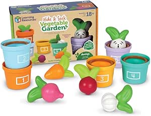 Learning Resources Hide and Seek Vegetable Garden - Eco Friendly Toddler Learning Toys, Preschool Toys for Kids Ages 18  Months, Montessori Food Toys, Garden Toys, Green Toys