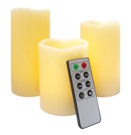 Mooncandles - 3 Real Wax Flameless Candles with Timer and Remote Control