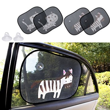 Biubee 4 Pack Car Window Sun Shade-19.7" x 15" with Two Extra Suction Cups Safety Car Sunshade Protect Baby & Infants from Sun, Glare And UV Rays